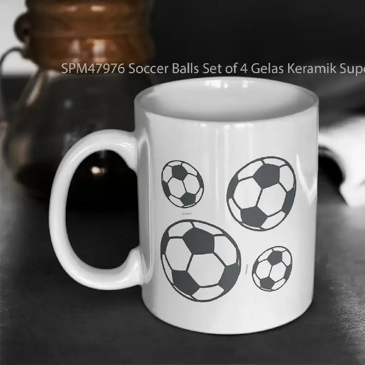 SPM47976 Soccer Balls Set of 4 Gelas Keramik Supermug