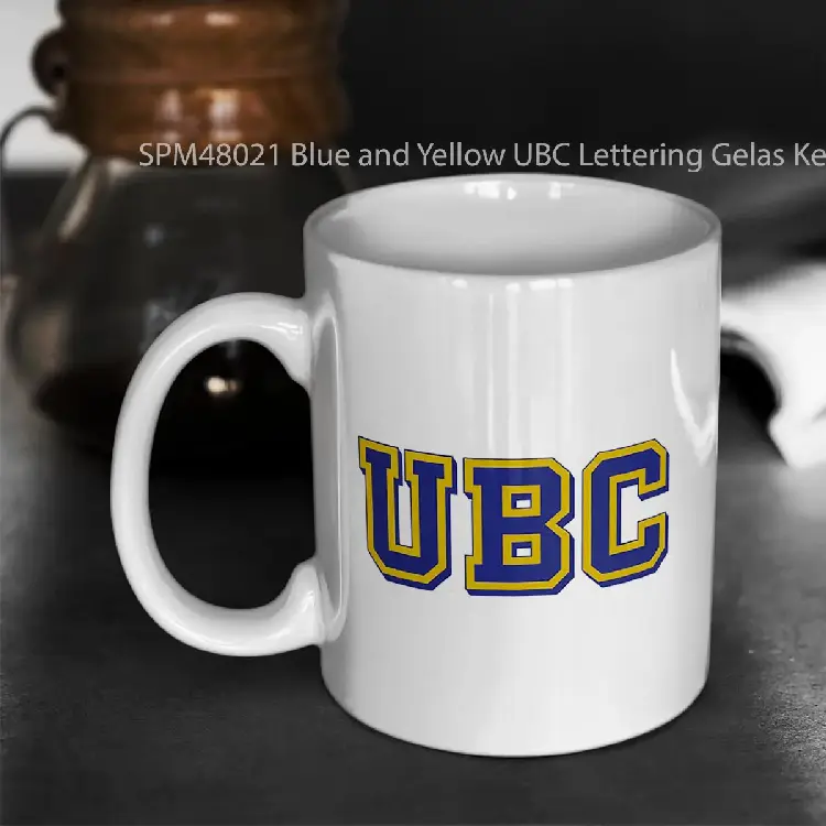 SPM48021 Blue and Yellow UBC Lettering Gelas Keramik Supermug