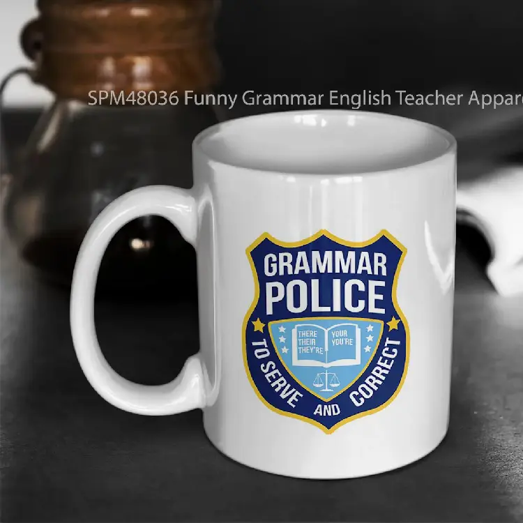 SPM48036 Funny Grammar English Teacher Apparel Grammar Police Gelas Keramik Supermug