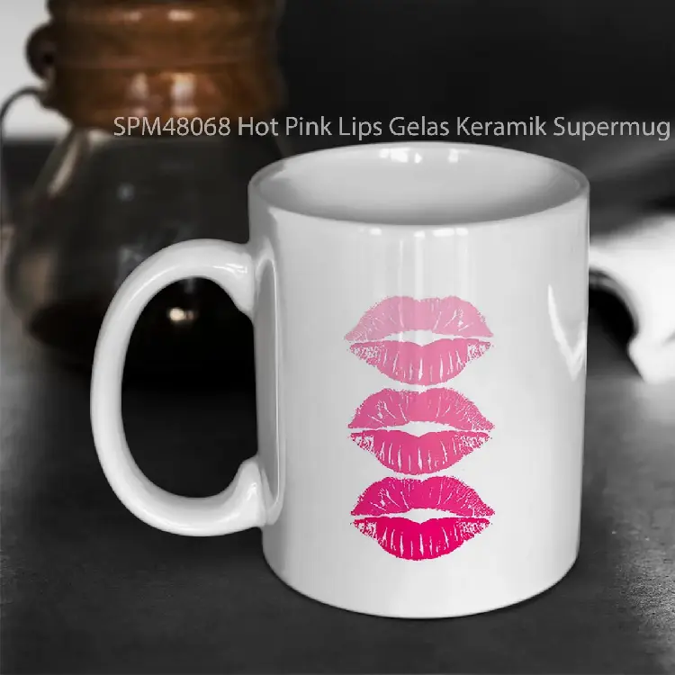 SPM48068 Hot Pink Lips Gelas Keramik Supermug