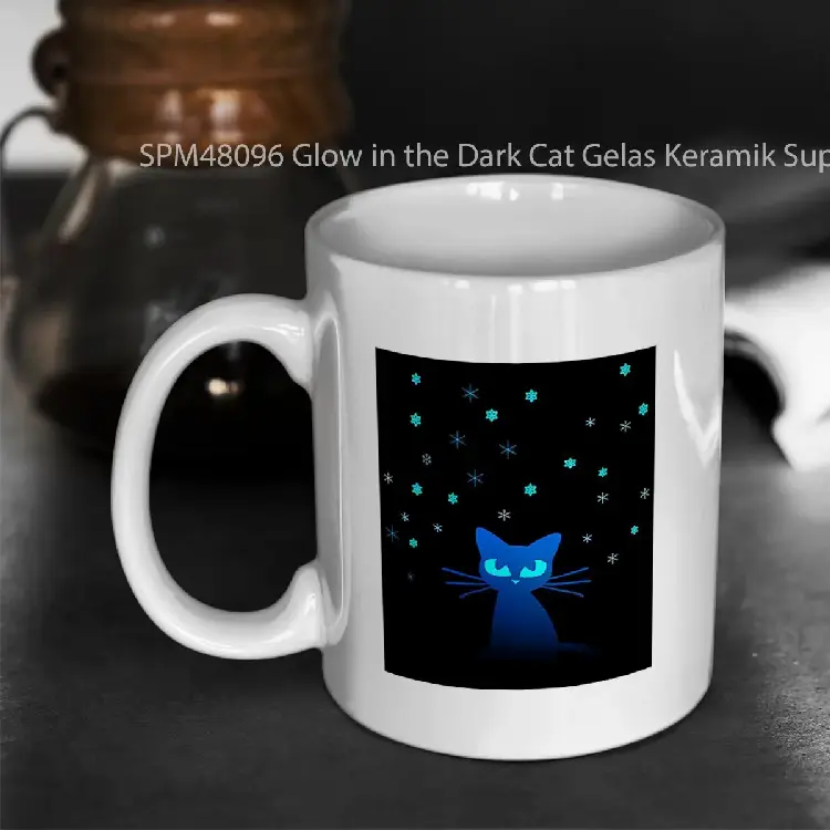 SPM48096 Glow in the Dark Cat Gelas Keramik Supermug