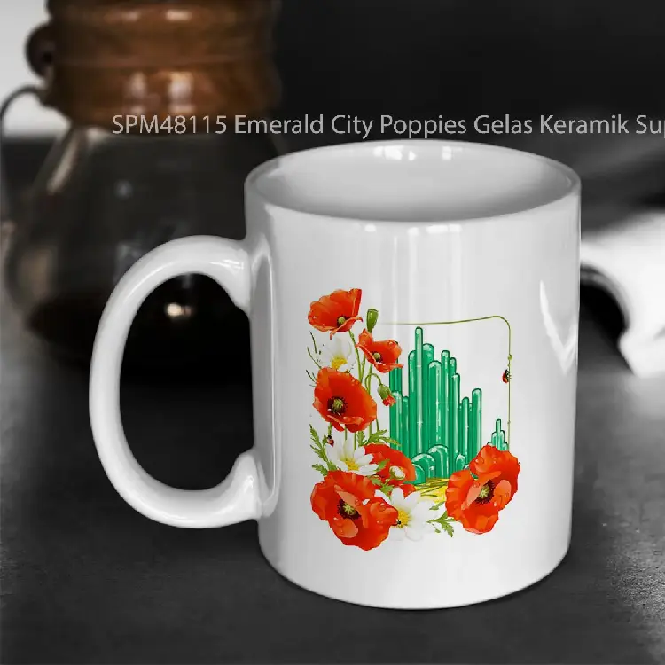 SPM48115 Emerald City Poppies Gelas Keramik Supermug