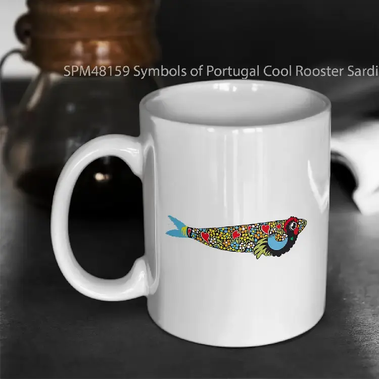 SPM48159 Symbols of Portugal Cool Rooster Sardine Mix Gelas Keramik Supermug