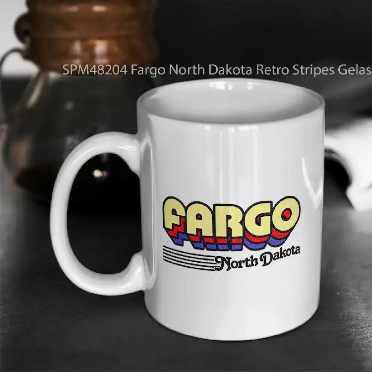 SPM48204 Fargo North Dakota Retro Stripes Gelas Keramik Supermug