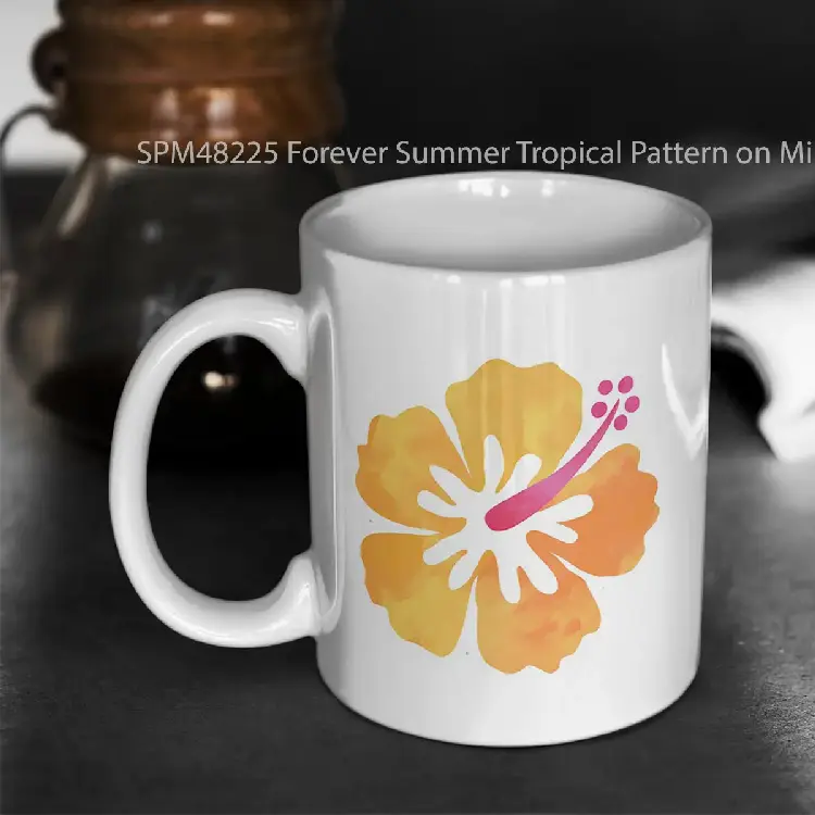 SPM48225 Forever Summer Tropical Pattern on Mint Green Gelas Keramik Supermug