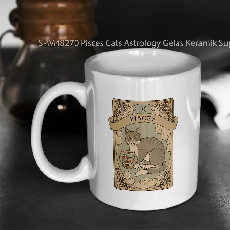 SPM48270 Pisces Cats Astrology Gelas Keramik Supermug