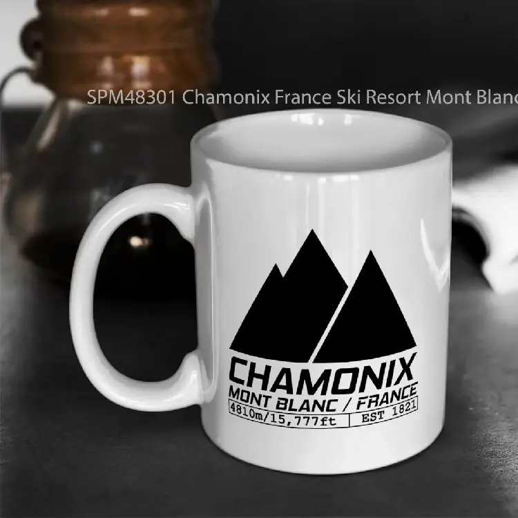 SPM48301 Chamonix France Ski Resort Mont Blanc Skiing Gelas Keramik Supermug