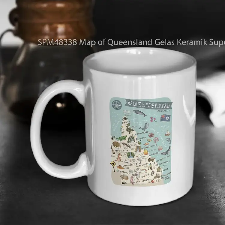 SPM48338 Map of Queensland Gelas Keramik Supermug