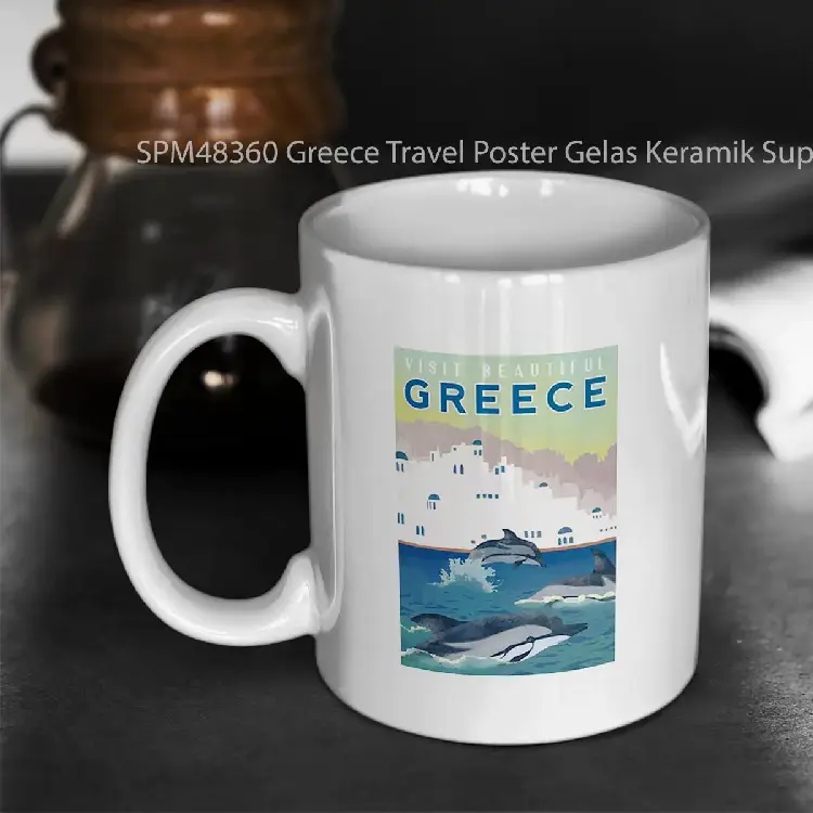 SPM48360 Greece Travel Poster Gelas Keramik Supermug