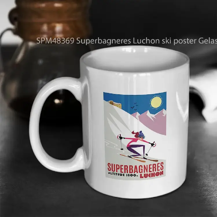 SPM48369 Superbagneres Luchon ski poster Gelas Keramik Supermug