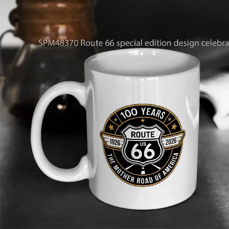 SPM48370 Route 66 special edition design celebrating centennial 1926 2026 Gelas Keramik Supermug