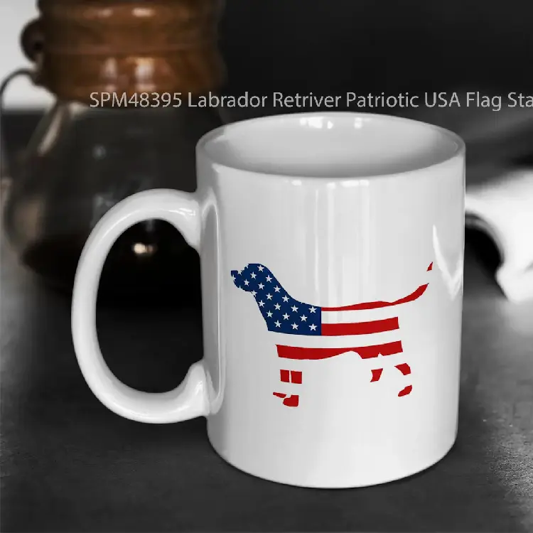 SPM48395 Labrador Retriver Patriotic USA Flag Stars and Stripes Lab Gelas Keramik Supermug