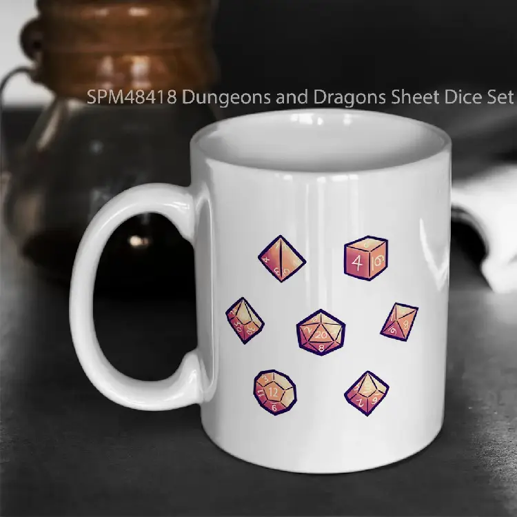 SPM48418 Dungeons and Dragons Sheet Dice Set Orange Pattern Gelas Keramik Supermug