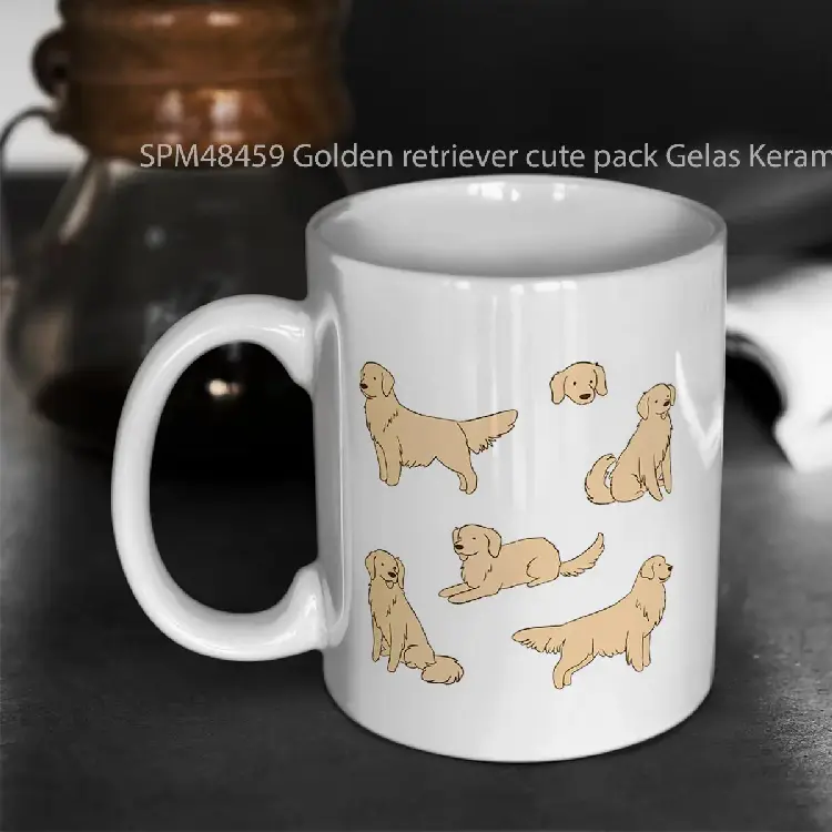 SPM48459 Golden retriever cute pack Gelas Keramik Supermug