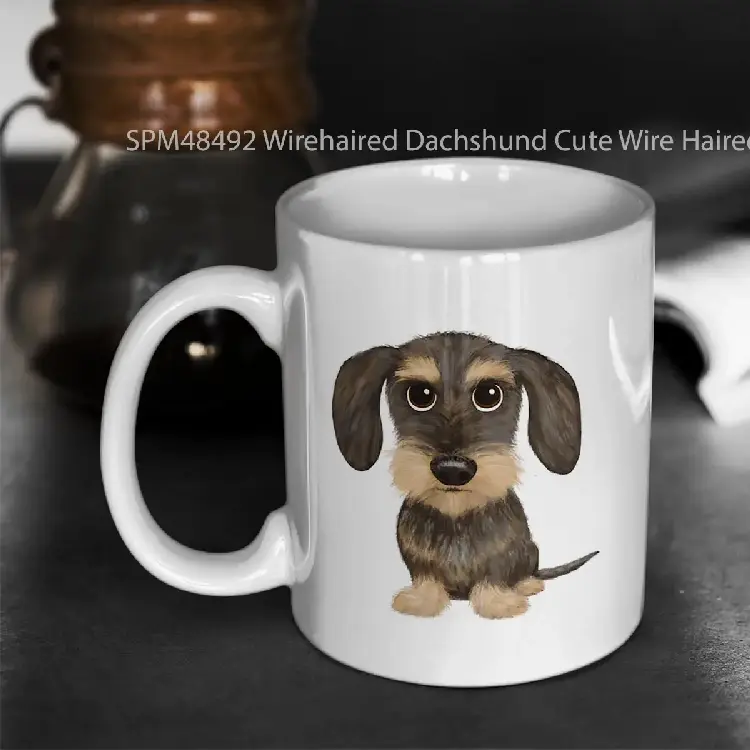 SPM48492 Wirehaired Dachshund Cute Wire Haired Wiener Dog Wild Boar and Tan Teckel Gelas Keramik Supermug