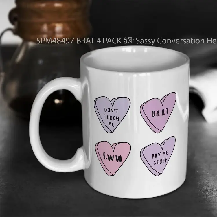 SPM48497 BRAT 4 PACK %C3%A2%C2%99%C2%A1 Sassy Conversation Heart Gelas Keramik Supermug