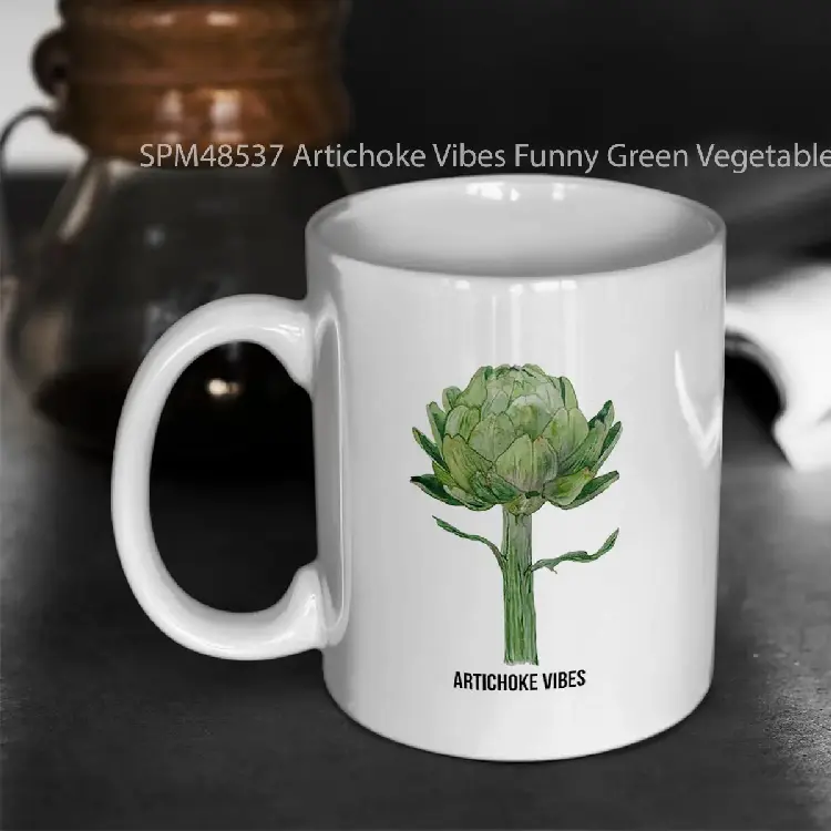 SPM48537 Artichoke Vibes Funny Green Vegetable Aesthetic Gelas Keramik Supermug