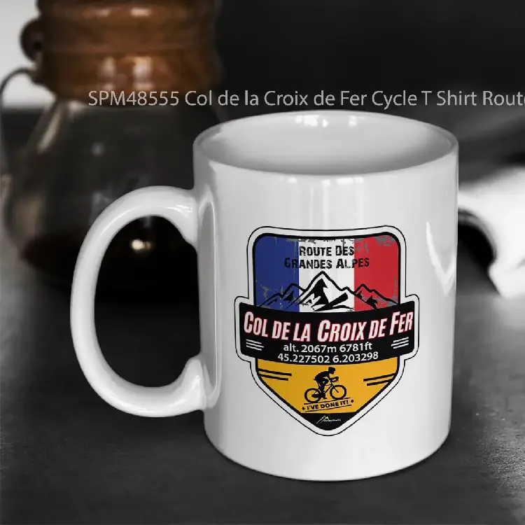 SPM48555 Col de la Croix de Fer Cycle T Shirt Route des Grandes Alpes Ive Done It Gelas Keramik Supermug