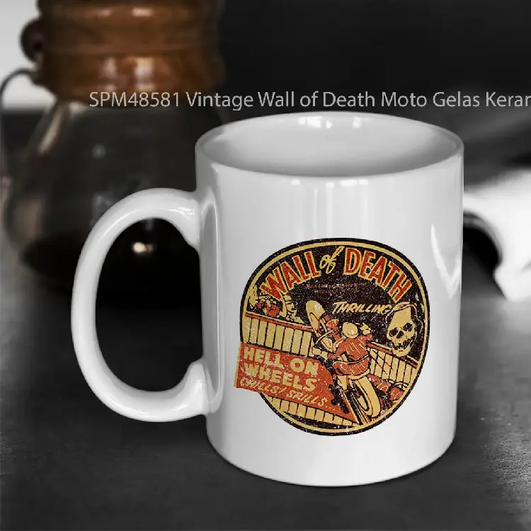SPM48581 Vintage Wall of Death Moto Gelas Keramik Supermug
