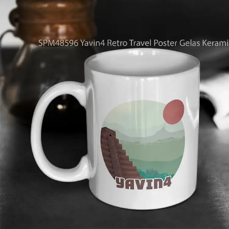 SPM48596 Yavin4 Retro Travel Poster Gelas Keramik Supermug