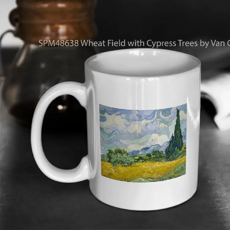 SPM48638 Wheat Field with Cypress Trees by Van Gogh Gelas Keramik Supermug