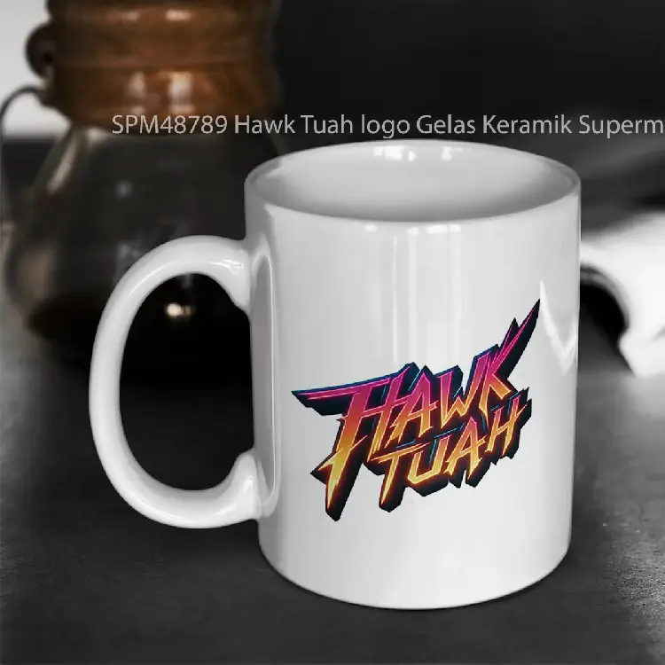 SPM48789 Hawk Tuah logo Gelas Keramik Supermug