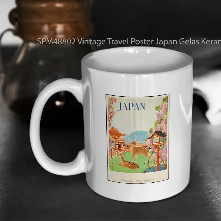 SPM48802 Vintage Travel Poster Japan Gelas Keramik Supermug