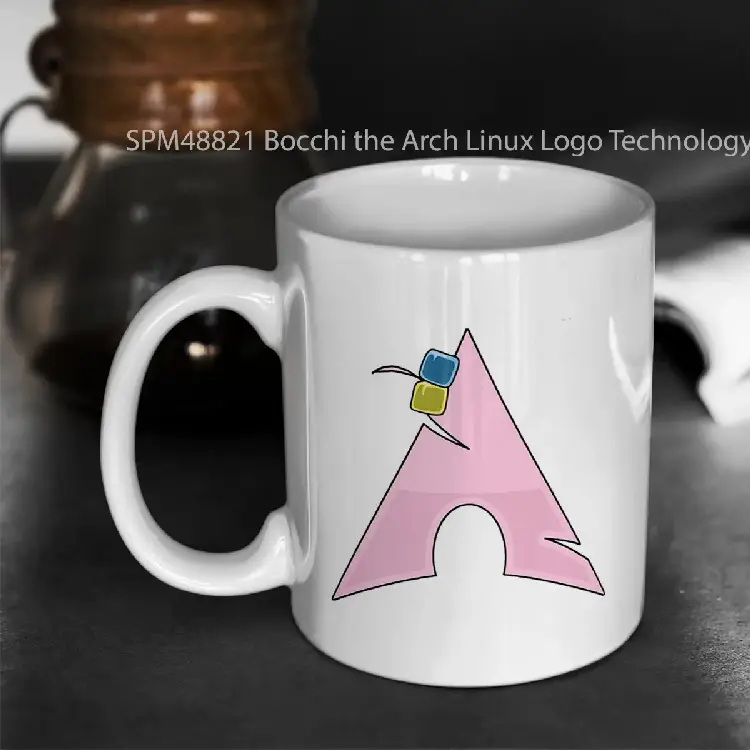 SPM48821 Bocchi the Arch Linux Logo Technology Meme Gelas Keramik Supermug