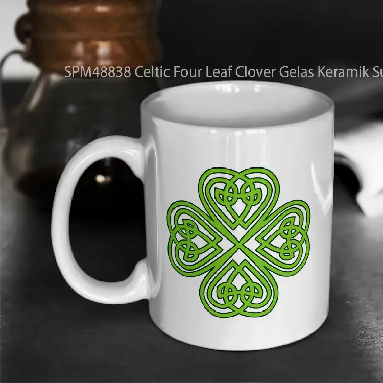 SPM48838 Celtic Four Leaf Clover Gelas Keramik Supermug