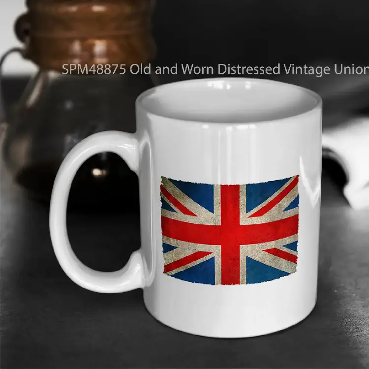 SPM48875 Old and Worn Distressed Vintage Union Jack Flag Gelas Keramik Supermug