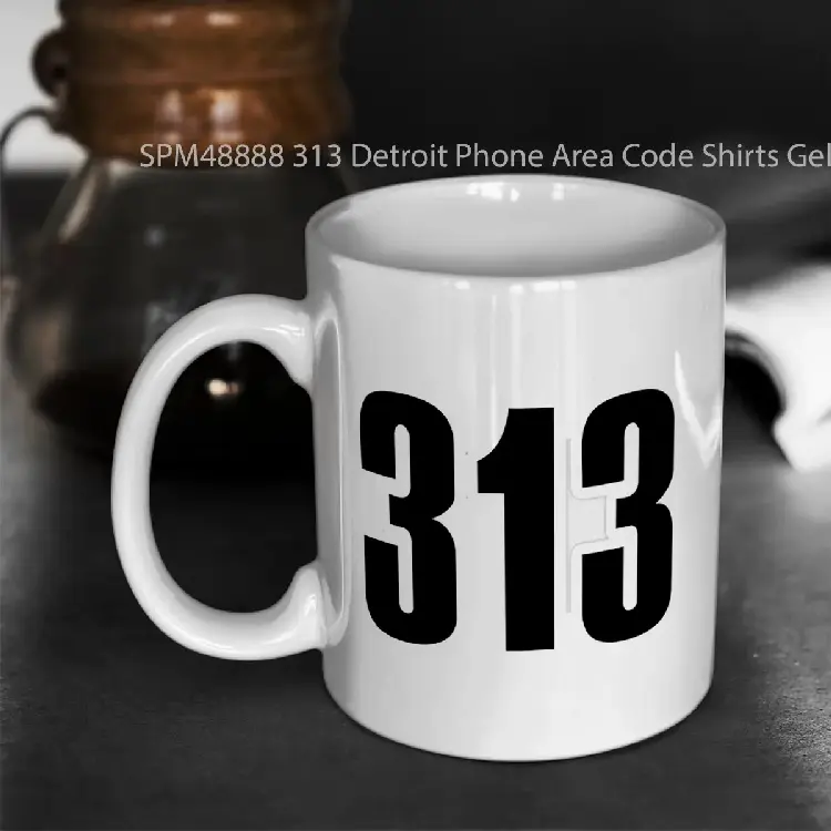 SPM48888 313 Detroit Phone Area Code Shirts Gelas Keramik Supermug