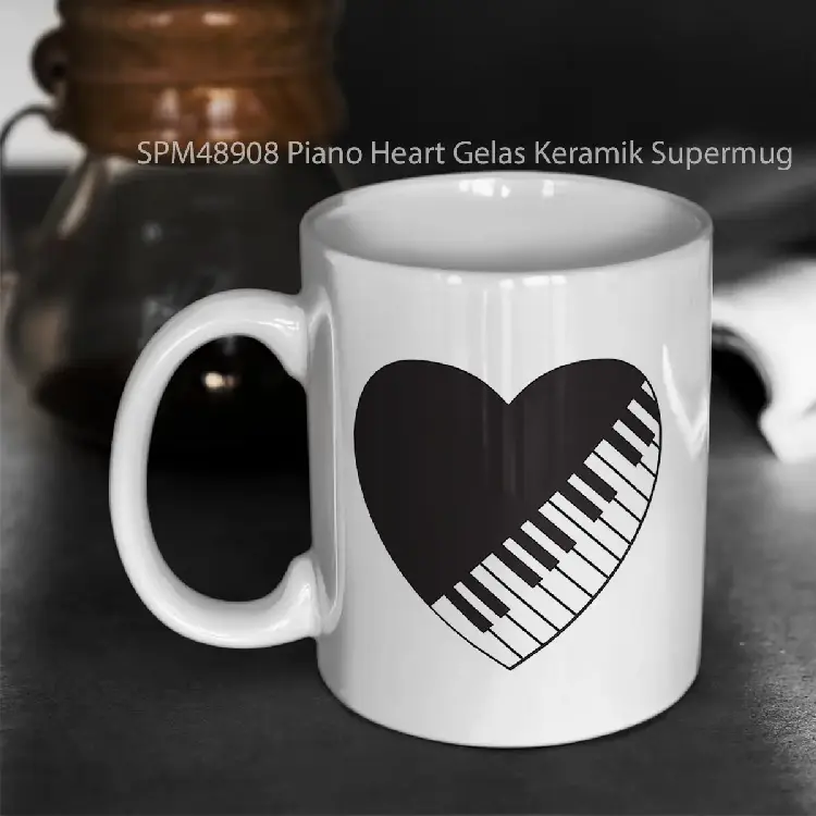 SPM48908 Piano Heart Gelas Keramik Supermug