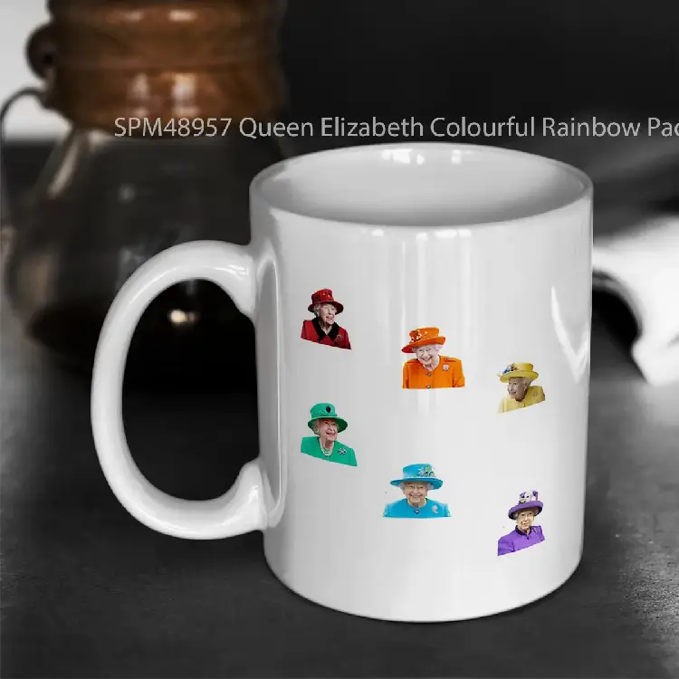SPM48957 Queen Elizabeth Colourful Rainbow Pack Gelas Keramik Supermug