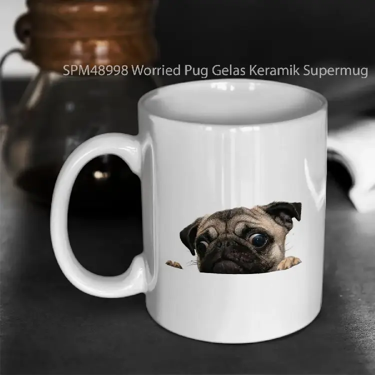 SPM48998 Worried Pug Gelas Keramik Supermug