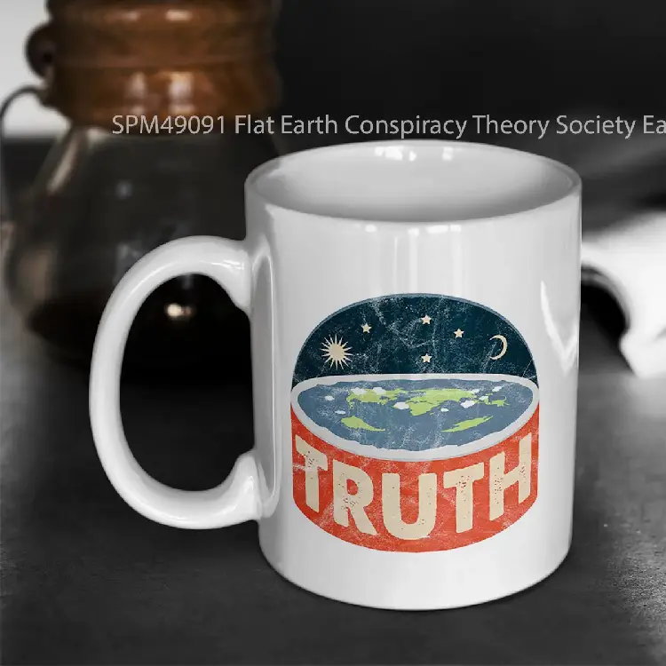 SPM49091 Flat Earth Conspiracy Theory Society Earther Truth Vintage design Gelas Keramik Supermug