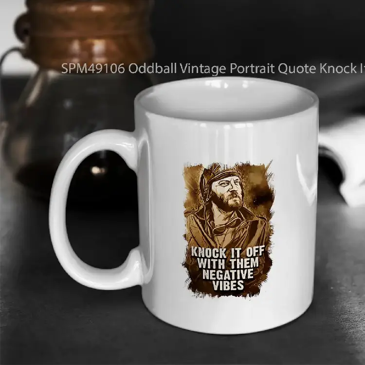 SPM49106 Oddball Vintage Portrait Quote Knock It Off With Them Negative vibes Gelas Keramik Supermug