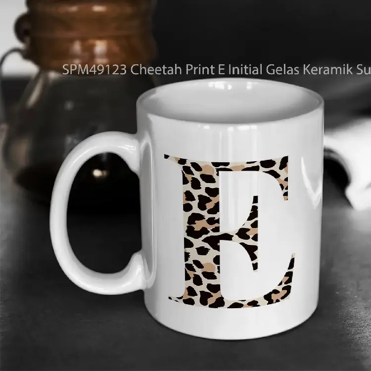 SPM49123 Cheetah Print E Initial Gelas Keramik Supermug