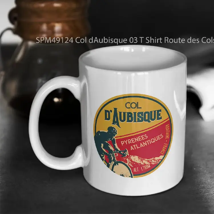 SPM49124 Col dAubisque 03 T Shirt Route des Cols Pyrenees Gelas Keramik Supermug