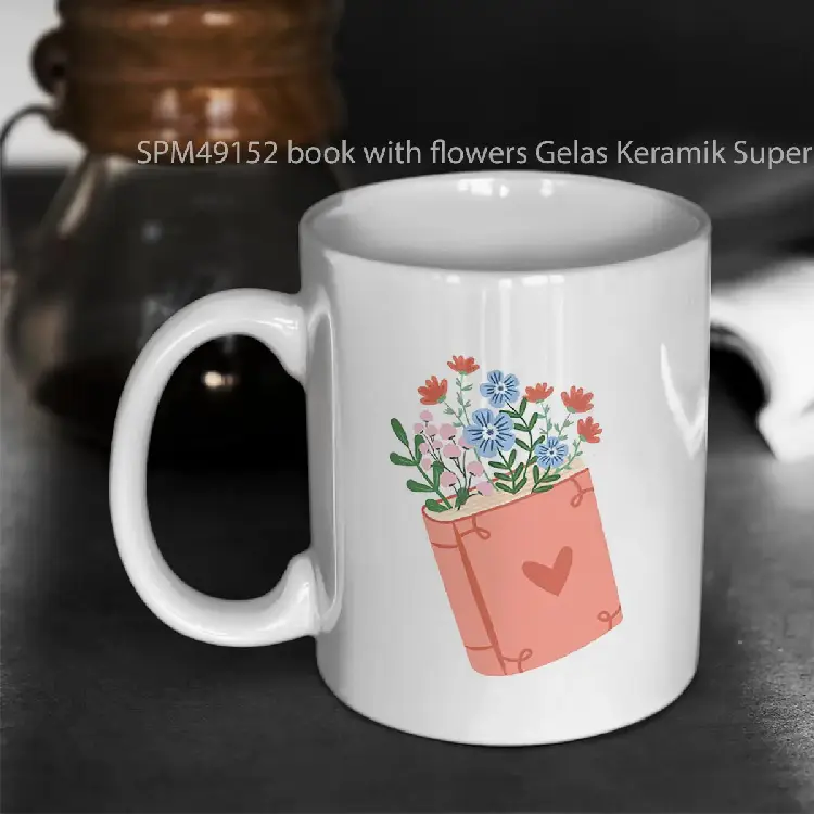 SPM49152 book with flowers Gelas Keramik Supermug