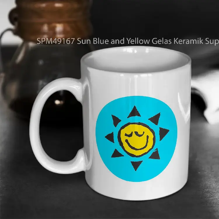 SPM49167 Sun Blue and Yellow Gelas Keramik Supermug