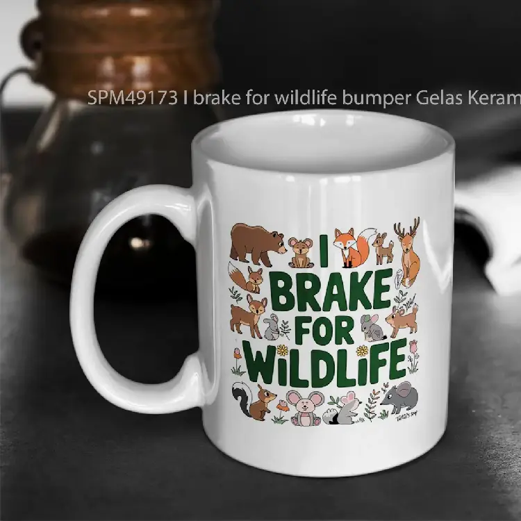 SPM49173 I brake for wildlife bumper Gelas Keramik Supermug