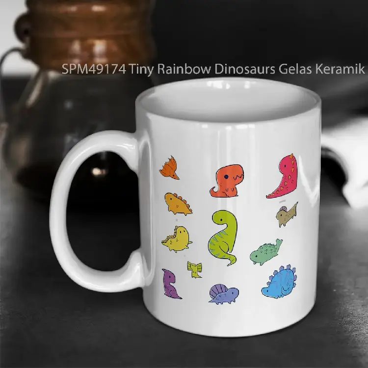 SPM49174 Tiny Rainbow Dinosaurs Gelas Keramik Supermug