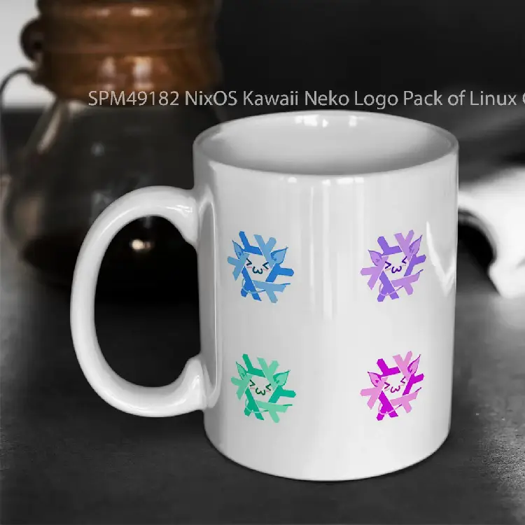 SPM49182 NixOS Kawaii Neko Logo Pack of Linux Gelas Keramik Supermug