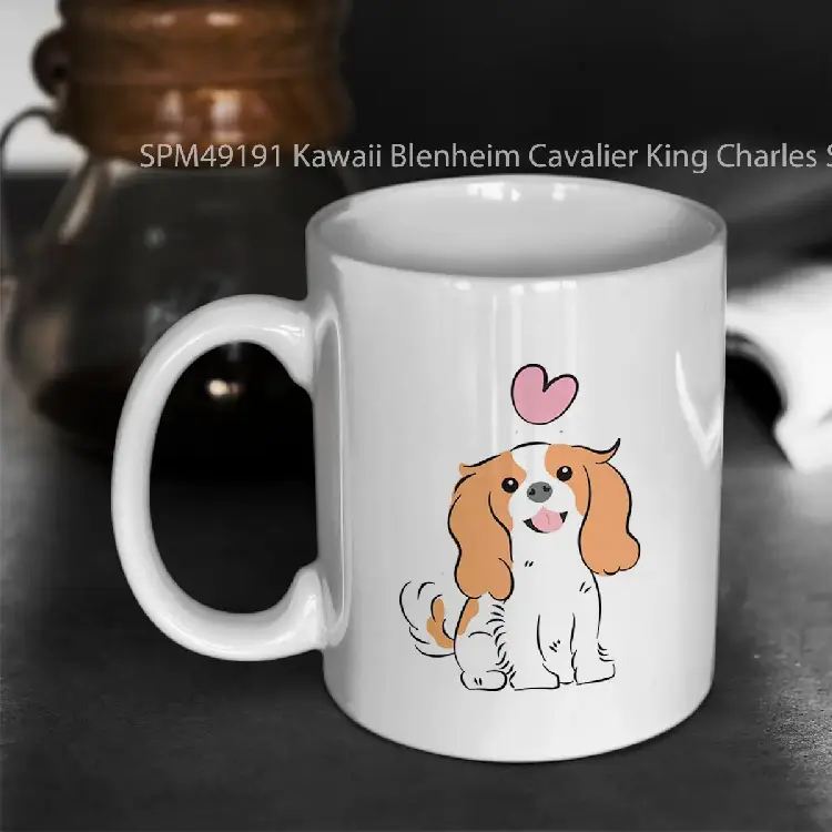 SPM49191 Kawaii Blenheim Cavalier King Charles Spaniel Pink Gelas Keramik Supermug