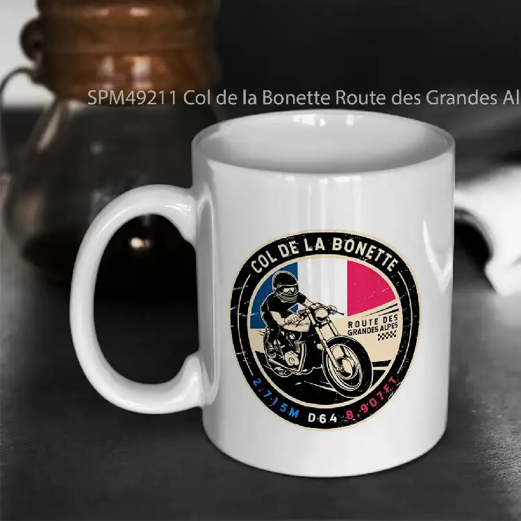 SPM49211 Col de la Bonette Route des Grandes Alpes Motorcycle Gelas Keramik Supermug