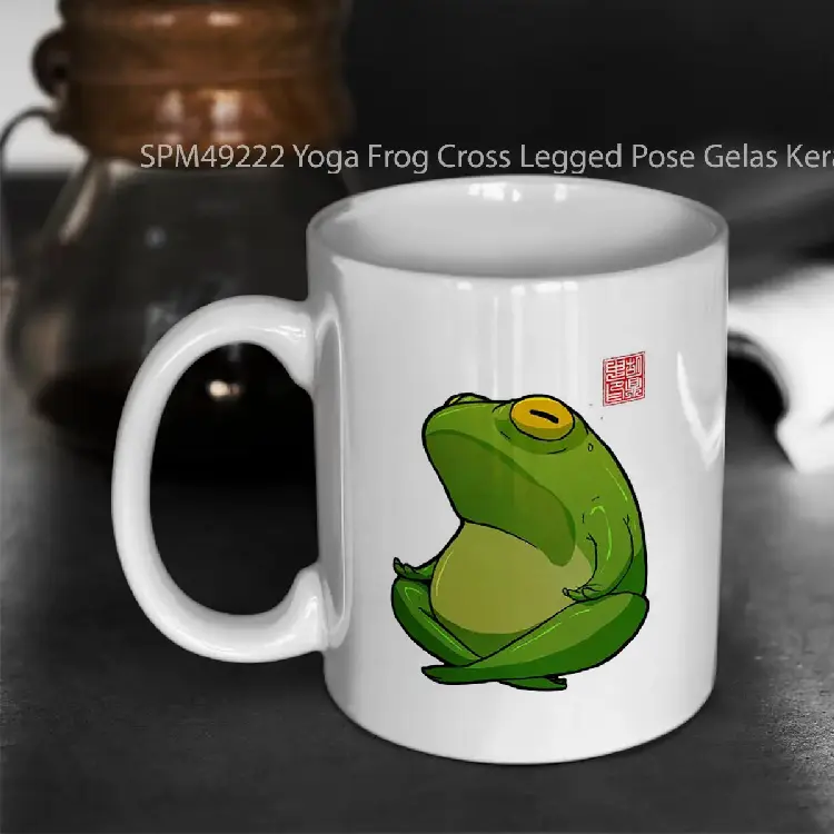 SPM49222 Yoga Frog Cross Legged Pose Gelas Keramik Supermug