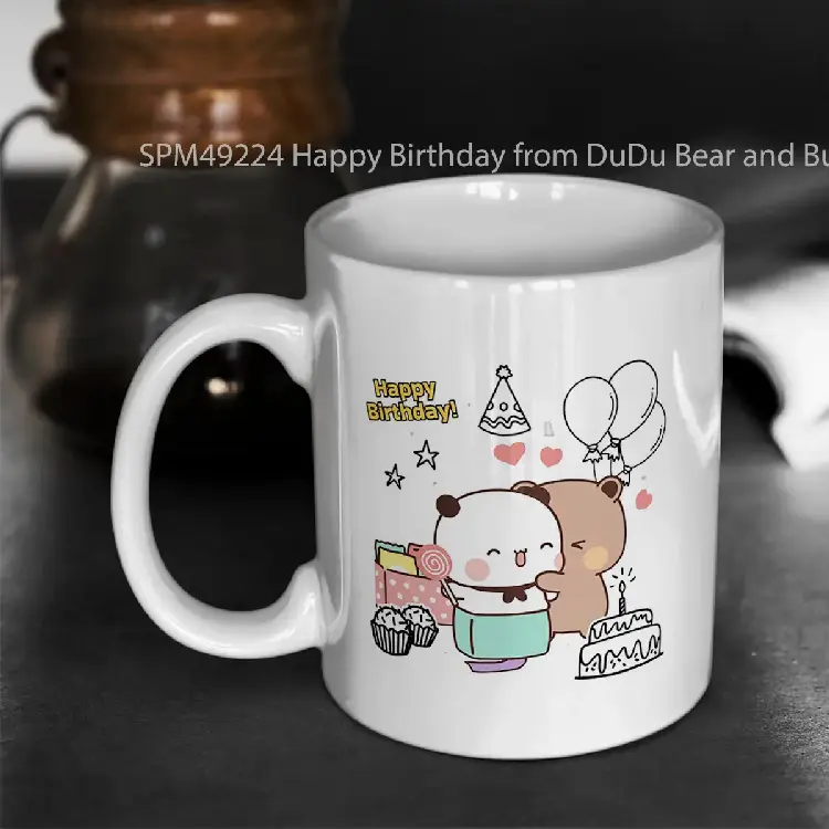 SPM49224 Happy Birthday from DuDu Bear and BuBu Panda Gelas Keramik Supermug