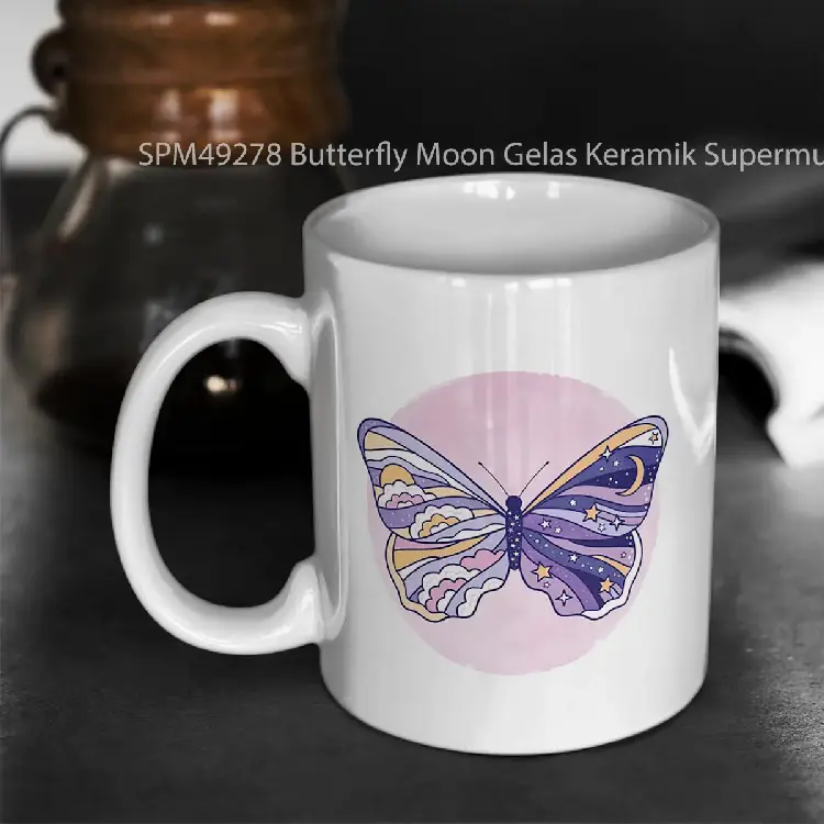SPM49278 Butterfly Moon Gelas Keramik Supermug