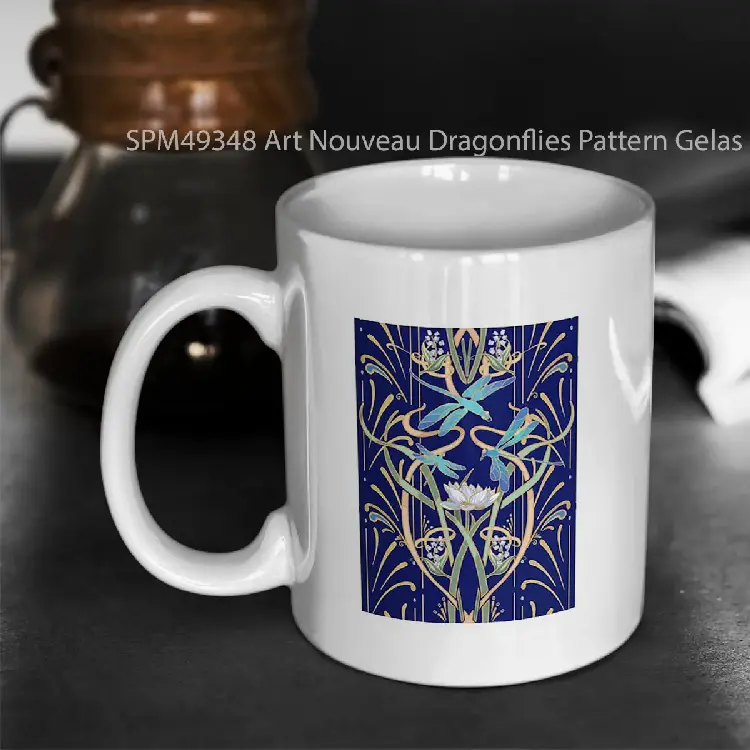SPM49348 Art Nouveau Dragonflies Pattern Gelas Keramik Supermug