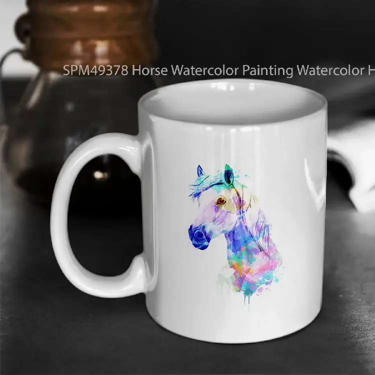 SPM49378 Horse Watercolor Painting Watercolor Horse Horse art Horse Portrait Gelas Keramik Supermug
